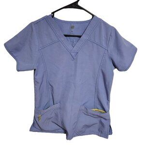 Wonderwink Scrub Top Womens Size XS Blue Short Sleeve Nurse Medical Work Uniform